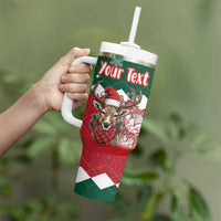Personalized South Africa Christmas Tumbler With Handle Springbok With King Protea - Wonder Print Shop