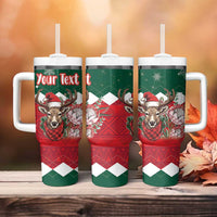 Personalized South Africa Christmas Tumbler With Handle Springbok With King Protea - Wonder Print Shop