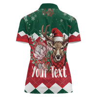 Personalized South Africa Christmas Women Polo Shirt Springbok With King Protea - Wonder Print Shop