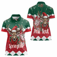 Personalized South Africa Christmas Women Polo Shirt Springbok With King Protea - Wonder Print Shop
