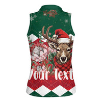 Personalized South Africa Christmas Women Sleeveless Polo Shirt Springbok With King Protea - Wonder Print Shop