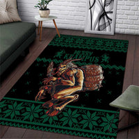 Merry Krampus Creepy Christmas Holiday Area Rug Green Version - Wonder Print Shop