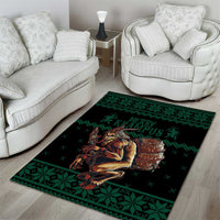 Merry Krampus Creepy Christmas Holiday Area Rug Green Version - Wonder Print Shop