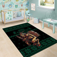 Merry Krampus Creepy Christmas Holiday Area Rug Green Version - Wonder Print Shop
