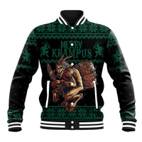Merry Krampus Creepy Christmas Holiday Baseball Jacket Green Version - Wonder Print Shop