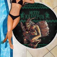 Merry Krampus Creepy Christmas Holiday Beach Blanket Green Version - Wonder Print Shop