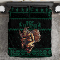 Merry Krampus Creepy Christmas Holiday Bedding Set Green Version - Wonder Print Shop