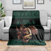 Merry Krampus Creepy Christmas Holiday Blanket Green Version
