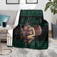 Merry Krampus Creepy Christmas Holiday Blanket Green Version