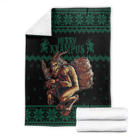 Merry Krampus Creepy Christmas Holiday Blanket Green Version