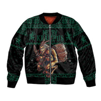 Merry Krampus Creepy Christmas Holiday Bomber Jacket Green Version - Wonder Print Shop