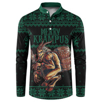 Merry Krampus Creepy Christmas Holiday Button Sweatshirt Green Version - Wonder Print Shop