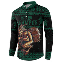 Merry Krampus Creepy Christmas Holiday Button Sweatshirt Green Version - Wonder Print Shop