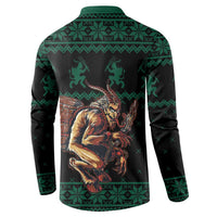 Merry Krampus Creepy Christmas Holiday Button Sweatshirt Green Version - Wonder Print Shop