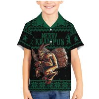 Merry Krampus Creepy Christmas Holiday Family Matching Mermaid Dress and Hawaiian Shirt Green Version - Wonder Print Shop