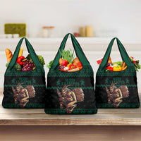 Merry Krampus Creepy Christmas Holiday Grocery Bag Green Version