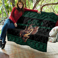 Merry Krampus Creepy Christmas Holiday Quilt Green Version - Wonder Print Shop