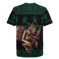 Merry Krampus Creepy Christmas Holiday Rugby Jersey Green Version - Wonder Print Shop