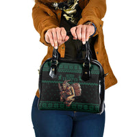 Merry Krampus Creepy Christmas Holiday Shoulder Handbag Green Version
