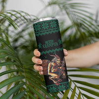 Merry Krampus Creepy Christmas Holiday Skinny Tumbler Green Version - Wonder Print Shop