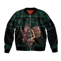 Merry Krampus Creepy Christmas Holiday Sleeve Zip Bomber Jacket Green Version - Wonder Print Shop