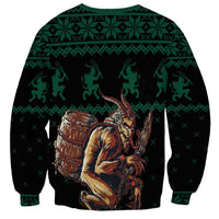 Merry Krampus Creepy Christmas Holiday Sweatshirt Green Version - Wonder Print Shop