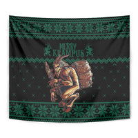Merry Krampus Creepy Christmas Holiday Tapestry Green Version - Wonder Print Shop
