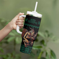 Merry Krampus Creepy Christmas Holiday Tumbler With Handle Green Version - Wonder Print Shop