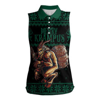 Merry Krampus Creepy Christmas Holiday Women Sleeveless Polo Shirt Green Version - Wonder Print Shop