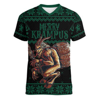 Merry Krampus Creepy Christmas Holiday Women V-Neck T-Shirt Green Version - Wonder Print Shop