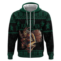 Merry Krampus Creepy Christmas Holiday Zip Hoodie Green Version - Wonder Print Shop