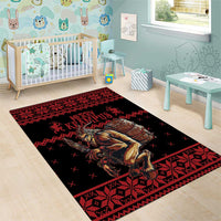 Merry Krampus Creepy Christmas Holiday Area Rug Red Version - Wonder Print Shop