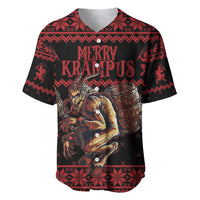 Merry Krampus Creepy Christmas Holiday Baseball Jersey Red Version - Wonder Print Shop