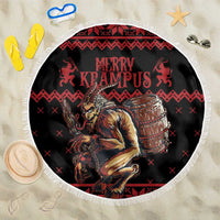 Merry Krampus Creepy Christmas Holiday Beach Blanket Red Version - Wonder Print Shop