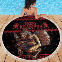 Merry Krampus Creepy Christmas Holiday Beach Blanket Red Version - Wonder Print Shop