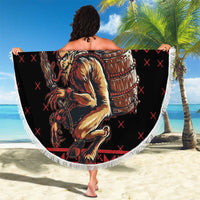 Merry Krampus Creepy Christmas Holiday Beach Blanket Red Version - Wonder Print Shop