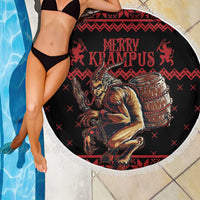 Merry Krampus Creepy Christmas Holiday Beach Blanket Red Version - Wonder Print Shop