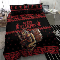 Merry Krampus Creepy Christmas Holiday Bedding Set Red Version - Wonder Print Shop