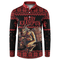 Merry Krampus Creepy Christmas Holiday Button Sweatshirt Red Version - Wonder Print Shop