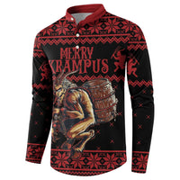 Merry Krampus Creepy Christmas Holiday Button Sweatshirt Red Version - Wonder Print Shop