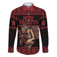 Merry Krampus Creepy Christmas Holiday Family Matching Short Sleeve Bodycon Dress and Hawaiian Shirt Red Version - Wonder Print Shop