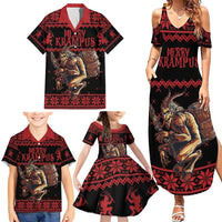 Merry Krampus Creepy Christmas Holiday Family Matching Summer Maxi Dress and Hawaiian Shirt Red Version - Wonder Print Shop