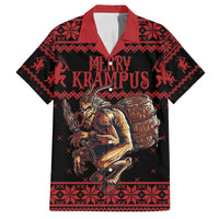 Merry Krampus Creepy Christmas Holiday Family Matching Summer Maxi Dress and Hawaiian Shirt Red Version - Wonder Print Shop