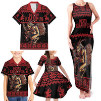 Merry Krampus Creepy Christmas Holiday Family Matching Tank Maxi Dress and Hawaiian Shirt Red Version - Wonder Print Shop