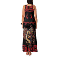 Merry Krampus Creepy Christmas Holiday Family Matching Tank Maxi Dress and Hawaiian Shirt Red Version - Wonder Print Shop