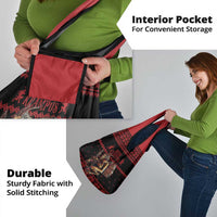 Merry Krampus Creepy Christmas Holiday Grocery Bag Red Version