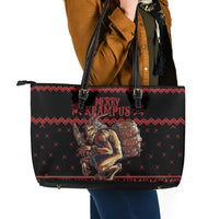 Merry Krampus Creepy Christmas Holiday Leather Tote Bag Red Version - Wonder Print Shop