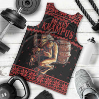 Merry Krampus Creepy Christmas Holiday Men Tank Top Red Version - Wonder Print Shop