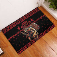 Merry Krampus Creepy Christmas Holiday Rubber Doormat Red Version - Wonder Print Shop