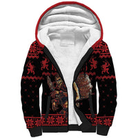 Merry Krampus Creepy Christmas Holiday Sherpa Hoodie Red Version - Wonder Print Shop